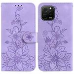 For Huawei nova Y61 / Enjoy 50z Lily Embossed Leather Phone Case(Purple)