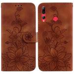 For Huawei P Smart Z Lily Embossed Leather Phone Case(Brown)