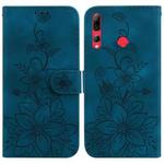 For Huawei P Smart Z Lily Embossed Leather Phone Case(Dark Blue)