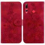 For Huawei P Smart Z Lily Embossed Leather Phone Case(Red)