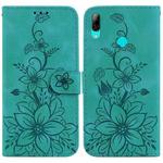 For Huawei P Smart 2019 Lily Embossed Leather Phone Case(Green)