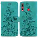 For Huawei P Smart+ 2019 / Enjoy 9s Lily Embossed Leather Phone Case(Green)