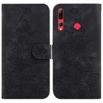For Huawei P Smart+ 2019 / Enjoy 9s Lily Embossed Leather Phone Case(Black)