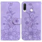 For Huawei P30 Lite / nova 4e Lily Embossed Leather Phone Case(Purple)