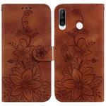 For Huawei P30 Lite / nova 4e Lily Embossed Leather Phone Case(Brown)