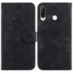 For Huawei P30 Lite / nova 4e Lily Embossed Leather Phone Case(Black)