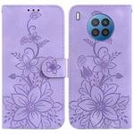 For Huawei nova 8i / Honor 50 Lite Lily Embossed Leather Phone Case(Purple)