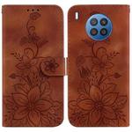 For Huawei nova 8i / Honor 50 Lite Lily Embossed Leather Phone Case(Brown)