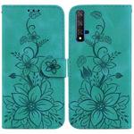 For Huawei nova 5T / Honor 20 Lily Embossed Leather Phone Case(Green)