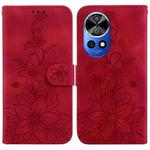 For Huawei nova 12 Pro Lily Embossed Leather Phone Case(Red)