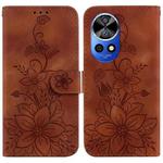 For Huawei nova 12 Ultra Lily Embossed Leather Phone Case(Brown)