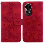 For Huawei nova 12 Lily Embossed Leather Phone Case(Red)