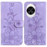 For Huawei nova 14 Lily Embossed Leather Phone Case(Purple)