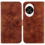 For Huawei nova 14 Lily Embossed Leather Phone Case(Brown)