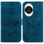 For Huawei nova 14 Lily Embossed Leather Phone Case(Dark Blue)