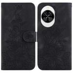 For Huawei nova 14 Lily Embossed Leather Phone Case(Black)