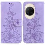 For Huawei nova 14 Ultra Lily Embossed Leather Phone Case(Purple)
