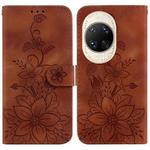 For Huawei nova 14 Ultra Lily Embossed Leather Phone Case(Brown)