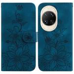For Huawei nova 14 Ultra Lily Embossed Leather Phone Case(Dark Blue)