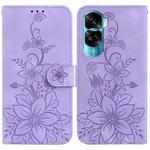 For Honor 90 Lite Lily Embossed Leather Phone Case(Purple)