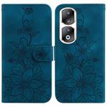 For Honor 90 Pro Lily Embossed Leather Phone Case(Dark Blue)