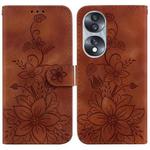 For Honor 70 Lily Embossed Leather Phone Case(Brown)