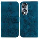 For Honor 70 Lily Embossed Leather Phone Case(Dark Blue)