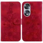 For Honor 70 Lily Embossed Leather Phone Case(Red)
