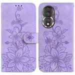 For Honor 80 Lily Embossed Leather Phone Case(Purple)