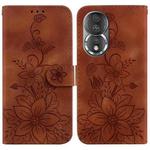 For Honor 80 Lily Embossed Leather Phone Case(Brown)