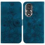 For Honor 80 Lily Embossed Leather Phone Case(Dark Blue)