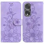 For Honor 80 Pro Lily Embossed Leather Phone Case(Purple)