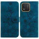 For Honor X5 Lily Embossed Leather Phone Case(Dark Blue)