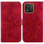 For Honor X5 Lily Embossed Leather Phone Case(Red)