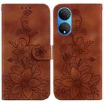 For Honor X7 Lily Embossed Leather Phone Case(Brown)