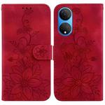 For Honor X7 Lily Embossed Leather Phone Case(Red)