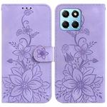 For Honor X8 5G Lily Embossed Leather Phone Case(Purple)