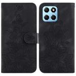 For Honor X8 5G Lily Embossed Leather Phone Case(Black)