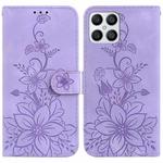 For Honor X8 Lily Embossed Leather Phone Case(Purple)