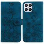 For Honor X8 Lily Embossed Leather Phone Case(Dark Blue)