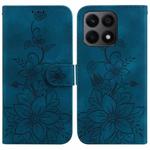 For Honor X8a Lily Embossed Leather Phone Case(Dark Blue)