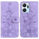 For Honor X7a Lily Embossed Leather Phone Case(Purple)