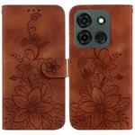 For Infinix Smart 7 India / Smart 7 Plus Lily Embossed Leather Phone Case(Brown)