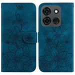 For Infinix Smart 7 India / Smart 7 Plus Lily Embossed Leather Phone Case(Dark Blue)