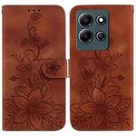 For Infinix Note 30i Lily Embossed Leather Phone Case(Brown)
