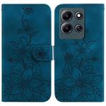 For Infinix Note 30i Lily Embossed Leather Phone Case(Dark Blue)