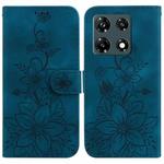 For Infinix Note 30 Pro Lily Embossed Leather Phone Case(Dark Blue)