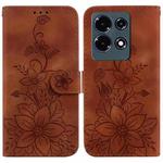 For Infinix Note 30 Lily Embossed Leather Phone Case(Brown)