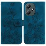 For Infinix Hot 30 Play / X6835 Lily Embossed Leather Phone Case(Dark Blue)