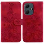 For Infinix Hot 30i / X669C Lily Embossed Leather Phone Case(Red)